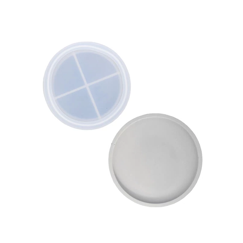 Matriță   Jesmonite din silicon pentru răsină acrilică și sintetică - rotundă, șaibă cu ramă, 10 cm