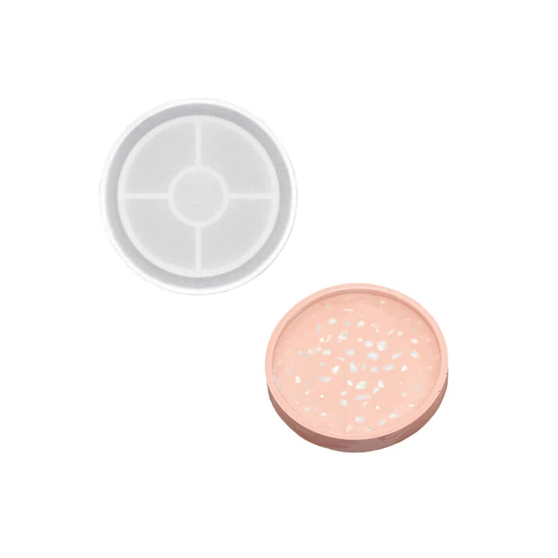 Matriță   Jesmonite din silicon pentru răsină acrilică și sintetică - rotundă, șaibă cu ramă, 8 cm
