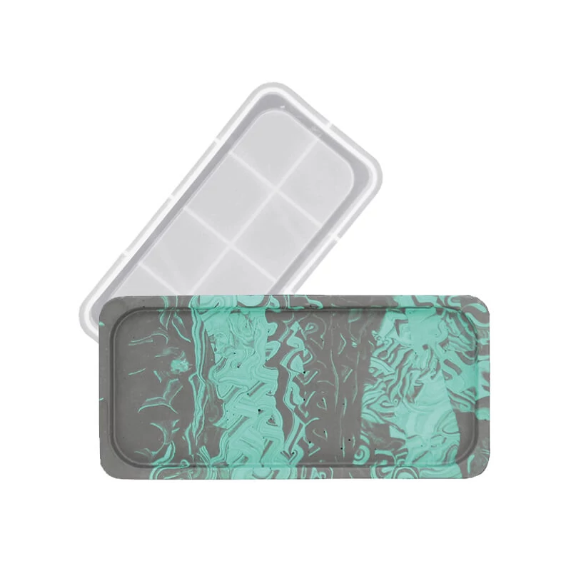 Matriță din silicon Jesmonite pentru răsină acrilică și sintetică - suport cu margini dreptunghiular, tavă, 18,2x9,3x1,2 cm
