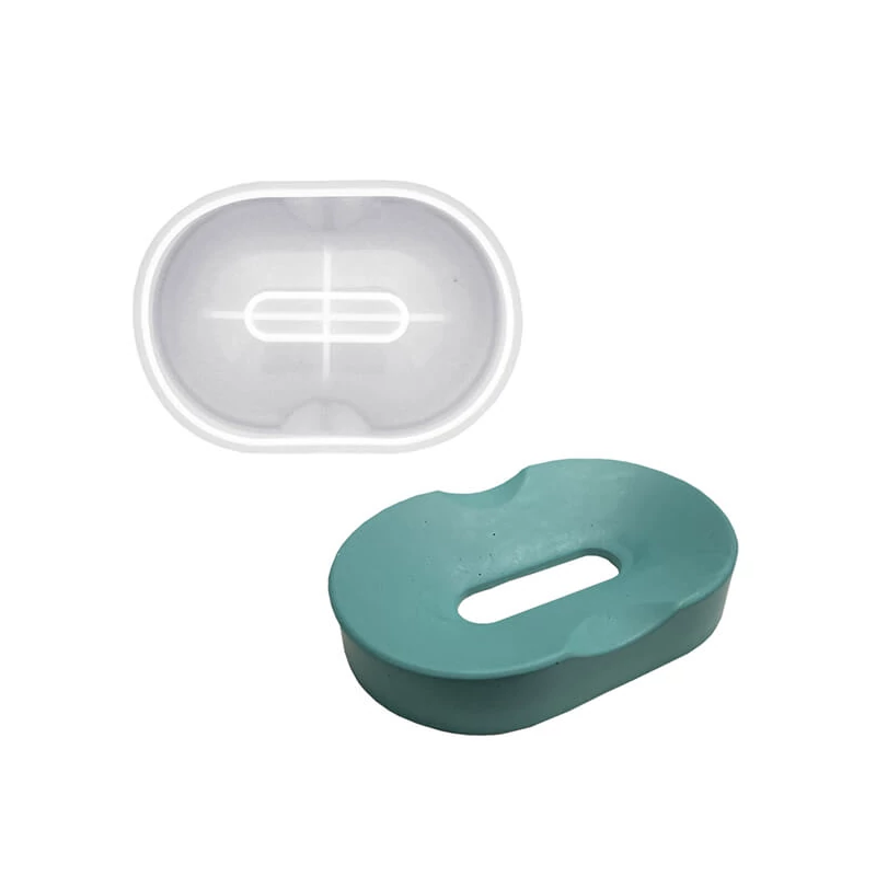 Matriță   Jesmonite din silicon pentru răsină acrilică și sintetică - suport oval pentru sapun, 12x8,5 cm