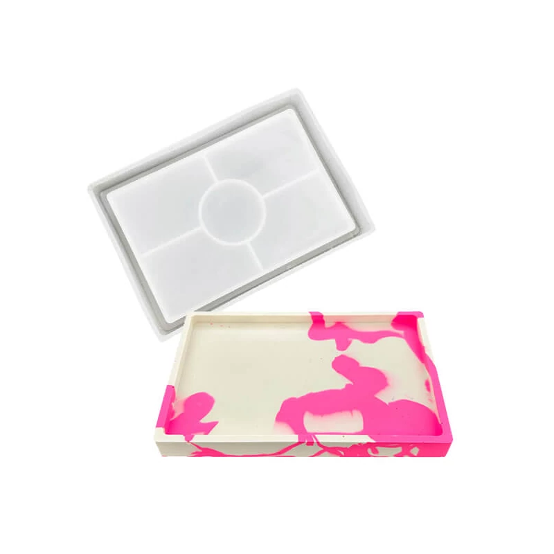 Matriță din silicon Jesmonite pentru răsină acrilică și sintetică  - dreptunghi, suport cu margini, 15,5x11 cm