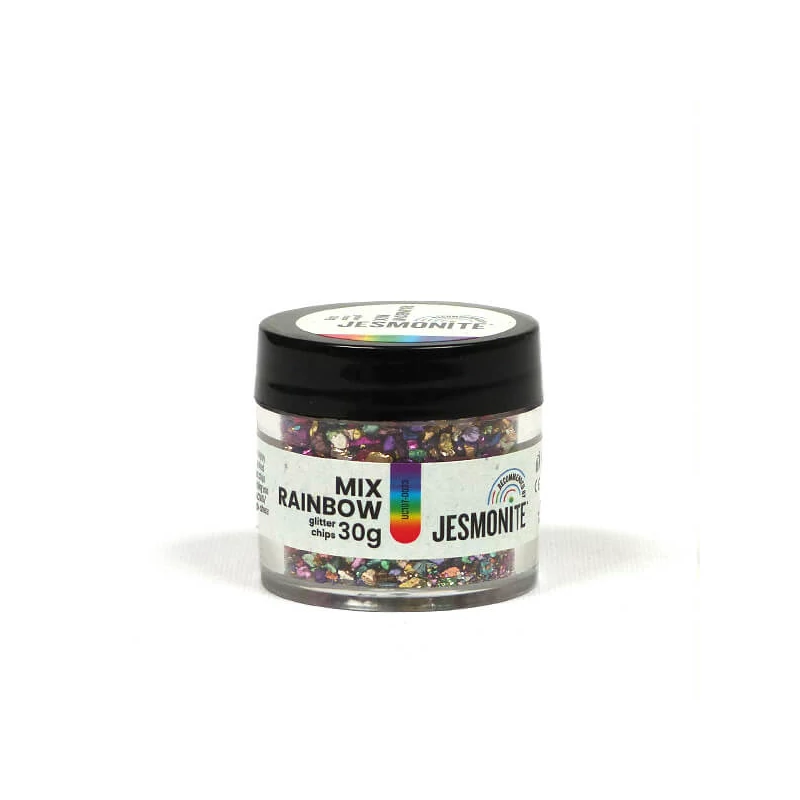 Granule de sticlă Jesmonite Glitter Chips, 30 g - curcubeu