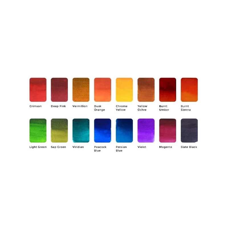 Set de palete de hârtie acuarelă Viviva Colorsheets - 16 culori + pensulă cu rezervor de apă, Original Sketcher Set