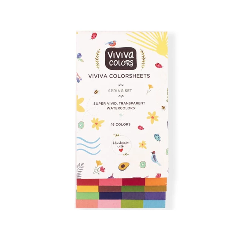 Set de palete de hârtie acuarelă Viviva Colorsheets - 16 culori, Spring Single Set