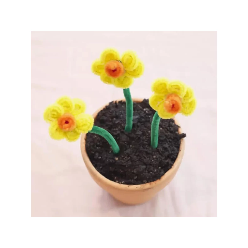 Chenille, 30 cm - alb, 10 buc
